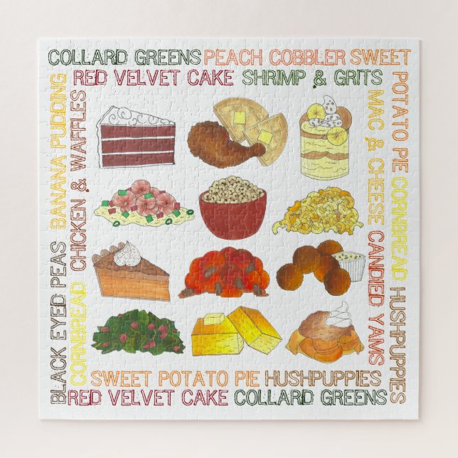 Soul Food Favorites Foodie Southern Cuisine Jigsaw Puzzle (Vertical)
