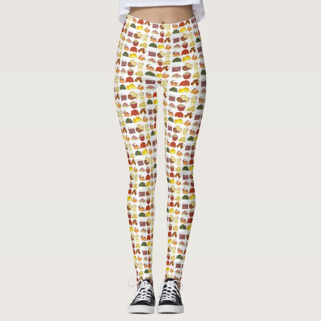 Soul Food Favorites Foodie Southern Cuisine Leggings (Front)