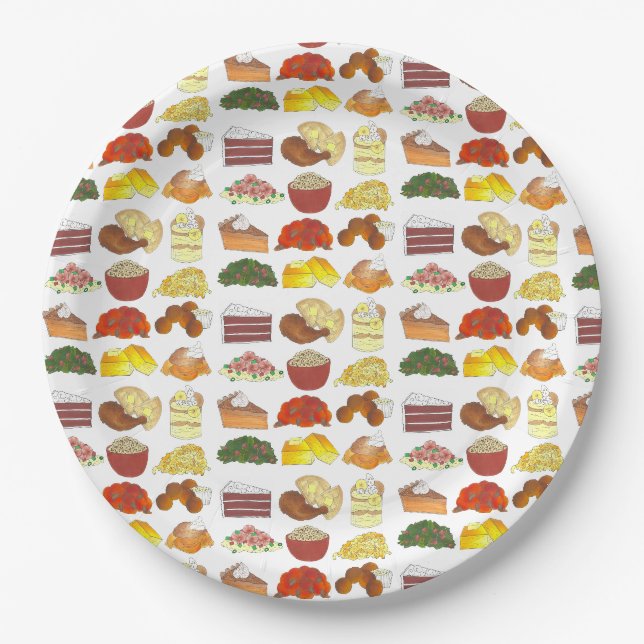 Soul Food Favorites Foodie Southern Cuisine Paper Plates (Front)