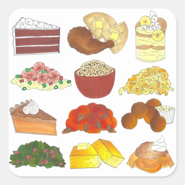 Soul Food Favorites Foodie Southern Cuisine Square Sticker (Front)