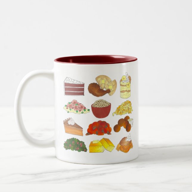 Soul Food Favorites Foodie Southern Cuisine Two-Tone Coffee Mug (Left)
