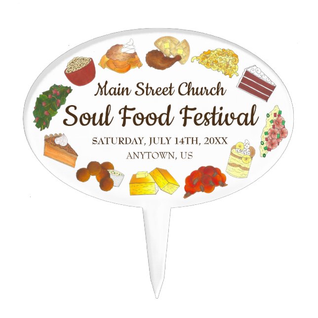 Soul Food Festival Event Southern Cuisine Cooking Cake Topper (Front)