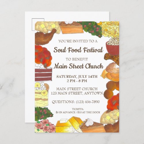 Soul Food Festival Event Southern Cuisine Cooking Invitation Postcard