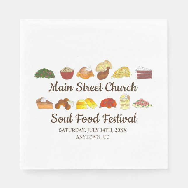 Soul Food Festival Event Southern Cuisine Cooking Napkins (Front)