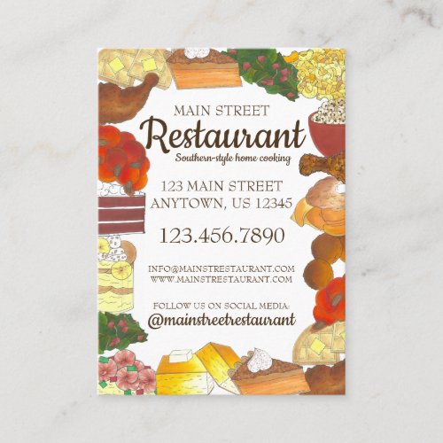 Soul Food Southern Cuisine Caterer Restaurant Chef Business Card