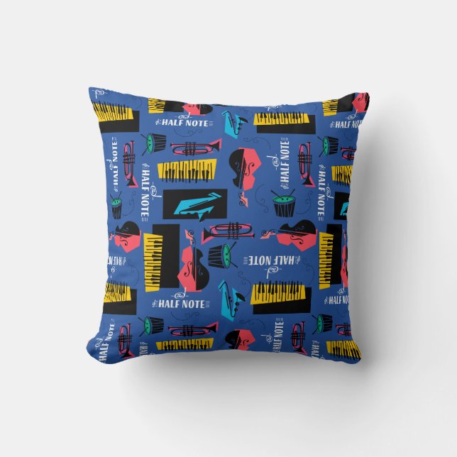 Soul | Jazz Instrument Pattern Throw Pillow (Front)