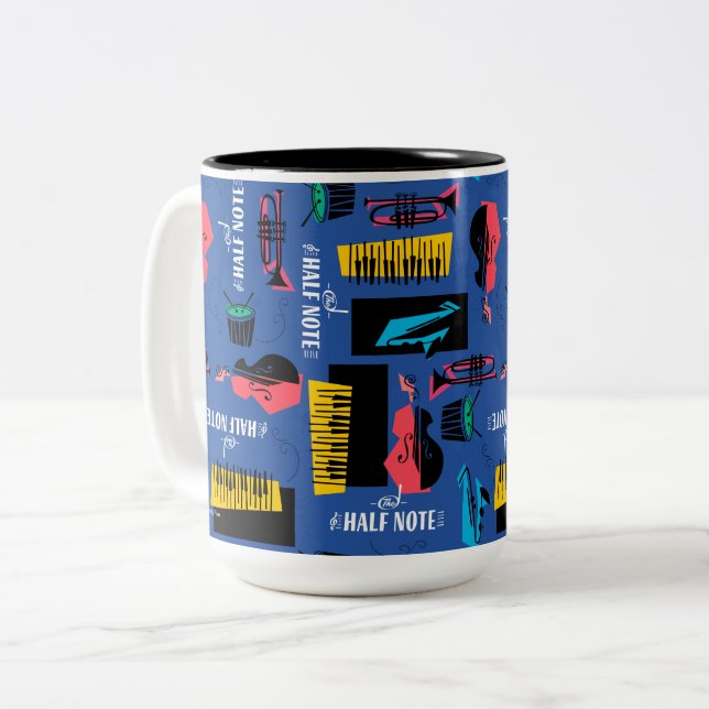 Soul | Jazz Instrument Pattern Two-Tone Coffee Mug (Front Left)