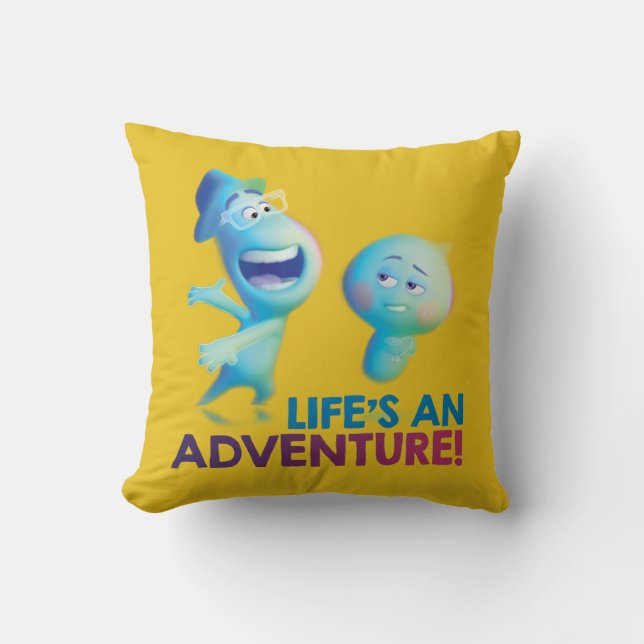 Soul | Joe & 22 - Life's An Adventure Throw Pillow (Front)