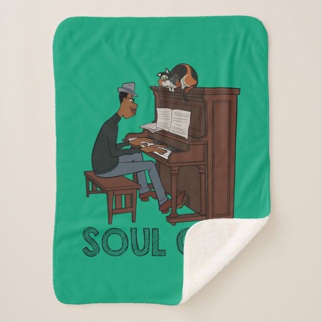 Soul | Joe & Mr. Mittens at the Piano Sherpa Blanket (Front)