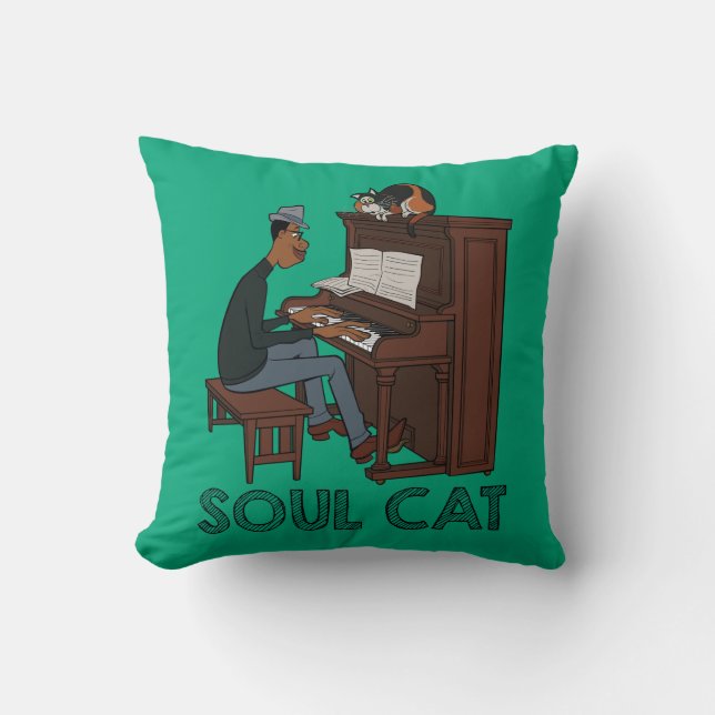 Soul | Joe & Mr. Mittens at the Piano Throw Pillow (Front)