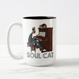 Soul Joe & Mr. Mittens at the Piano Two-Tone Coffee Mug