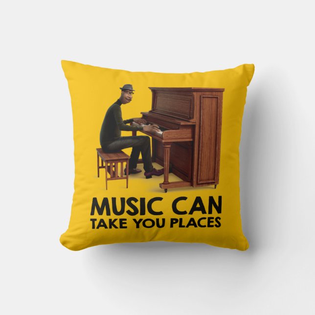 Soul | Joe - Music Can Take You Places Throw Pillow (Front)