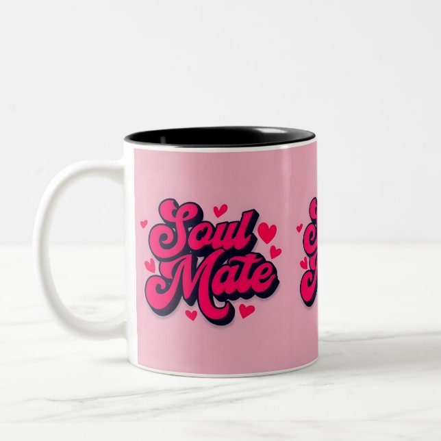 Soul Mate Mug – Cute Pink & Red Love Coffee Cup (Left)