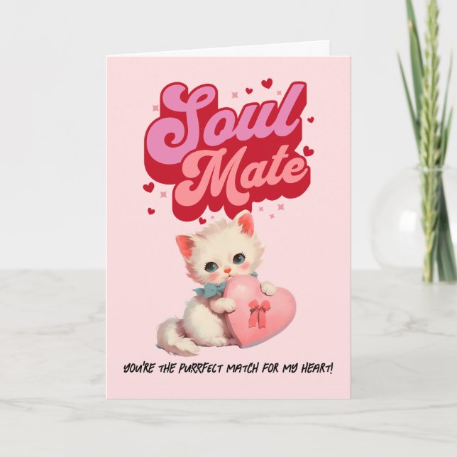 Soul Mate Retro Kity Valentine’s Day Card (Front)