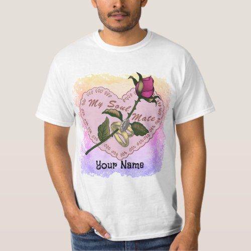 Soul Mate Rings Rose custom name T_Shirt