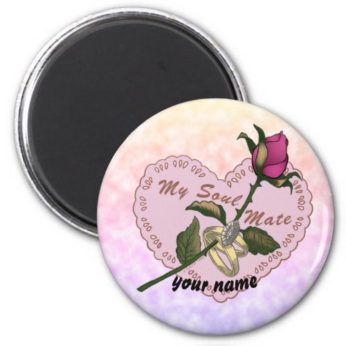 Soul Mate Rings Wedding  heart custom name magnet