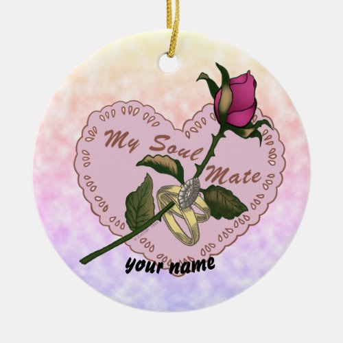 Soul Mate Rings Wedding heart custom name ornament
