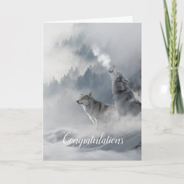 Soul Mate Wolves Wedding Card Vertical (Front)