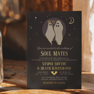 Soul Mates Halloween Haunted Ghost Wedding Foil Invitation