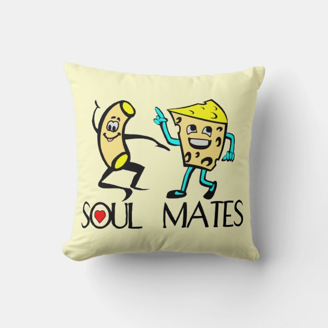 Soul Mates Mac N Cheese Throw Pillow (Front)