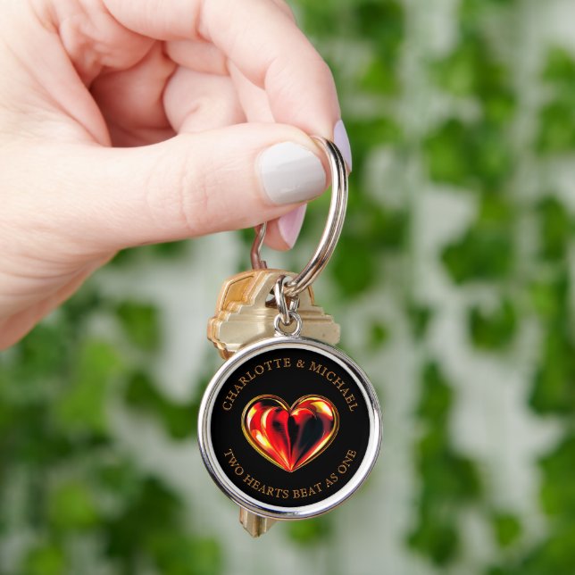 Soul Mates Two Hearts Beat As One Valentine Love Keychain (Hand)