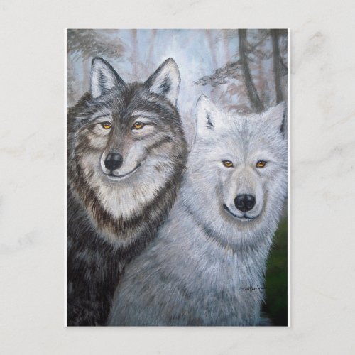 Soul Mates Wolves by Lori Karels Postcard