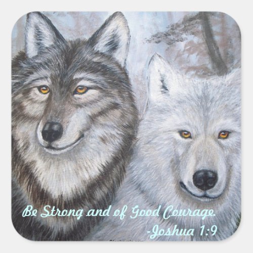 Soul Mates Wolves by Lori Karels Square Sticker