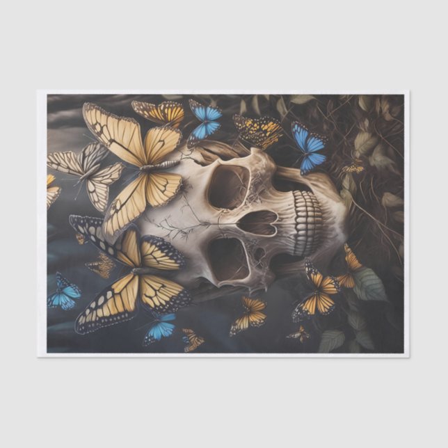 Soul Migration, Butterflies & Gothic Skull Tissue Paper (Front)