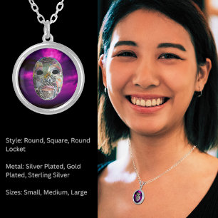 Soul of Color Mask Purple Background Silver Plated Necklace