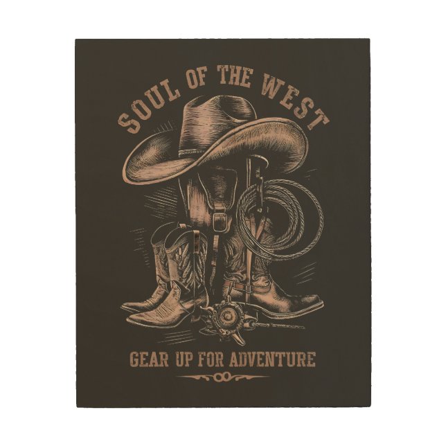 Soul of the West - Classic Cowboy Gear Wood Wall Art (Front)