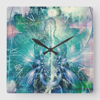 Soul or aura and binary code square wall clock