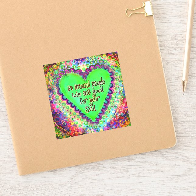 Soul People Green Heart Fun Trendy Inspirivity Sticker (Notebook)