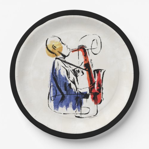 Soul  Saxophone Player Editorial Art Paper Plates