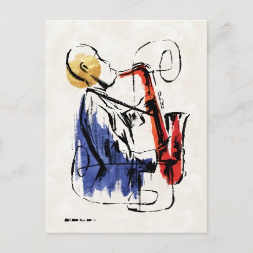 Soul  Saxophone Player Editorial Art Postcard