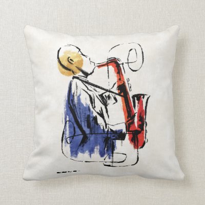 Soul | Saxophone Player Editorial Art Throw Pillow
