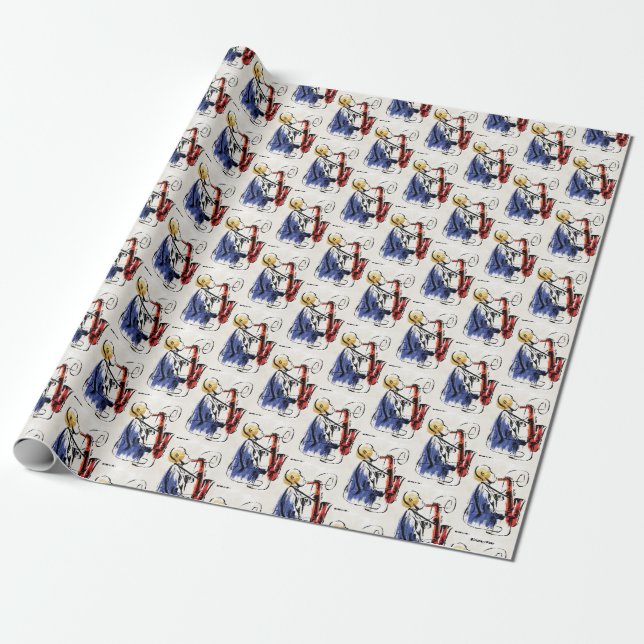 Soul | Saxophone Player Editorial Art Wrapping Paper (Unrolled)