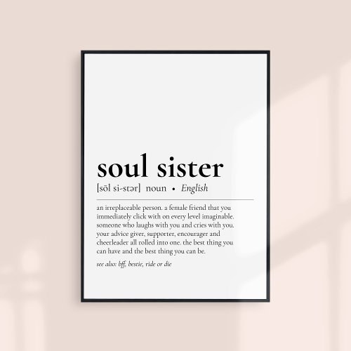 Soul Sister Definition Best Friend Friendship Gift Poster