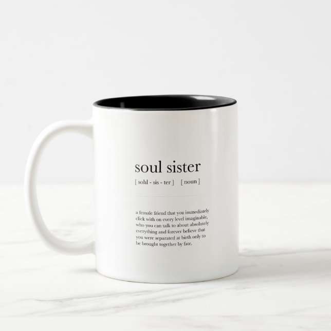 soul sister Definition Meaning Dictionary Art Deco Two-Tone Coffee Mug (Left)