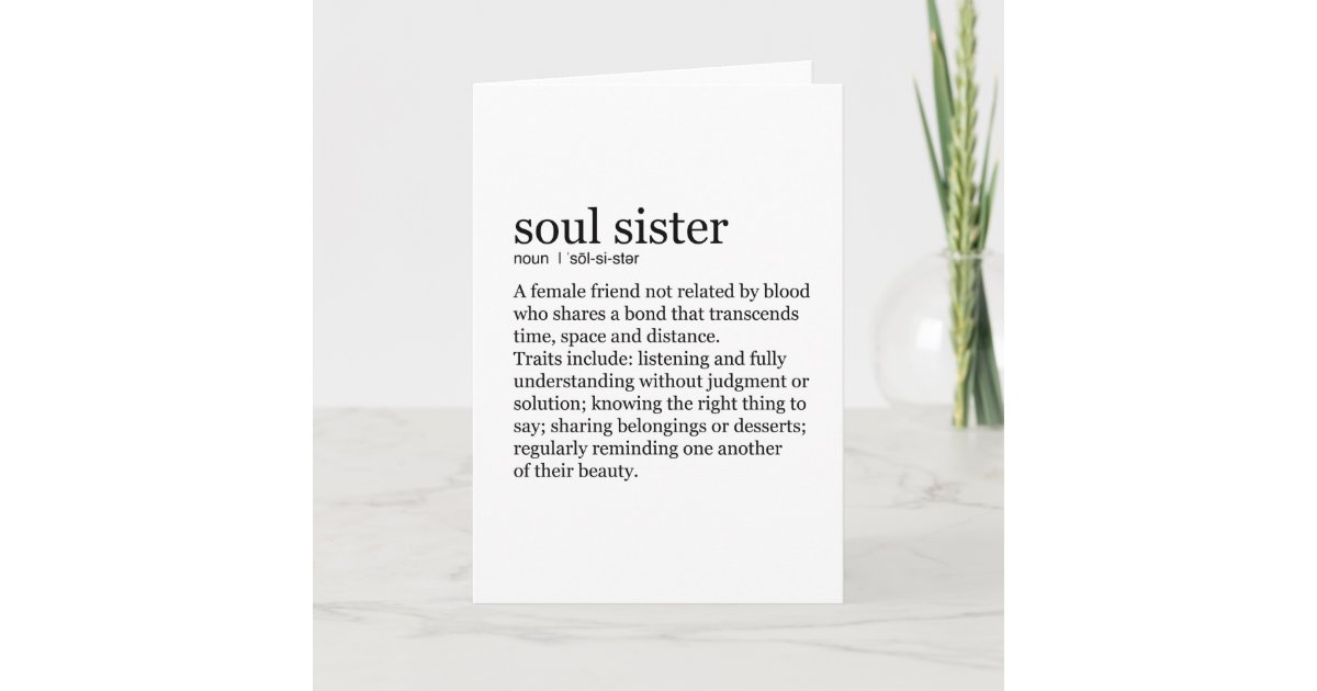 Soul Sister Dictionary Definition Greeting Card Zazzle Com