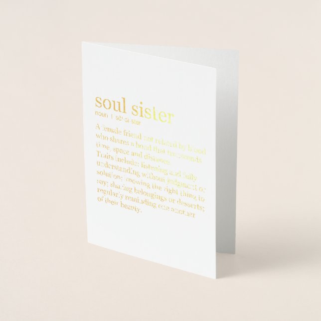 Soul Sister Gold Foil Kraft Greeting Card (Front)