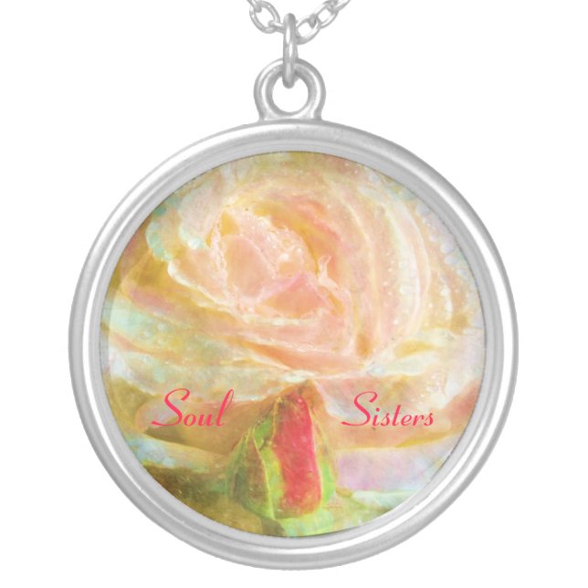 Soul Sister Rose Necklace/Pendant Silver Plated Necklace (Front)