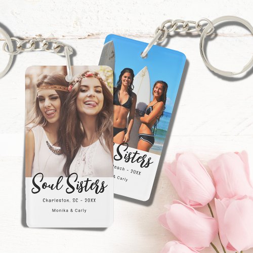Soul Sisters Best Friends Double Sided Photo Keychain