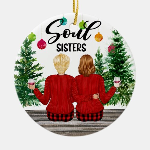 Soul Sisters Christmas Checkered Pants Personalize Ceramic Ornament