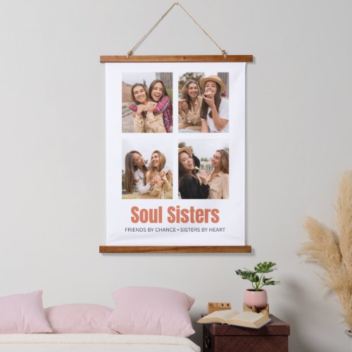 Soul Sisters Collage Best Friends Photo Hanging Tapestry