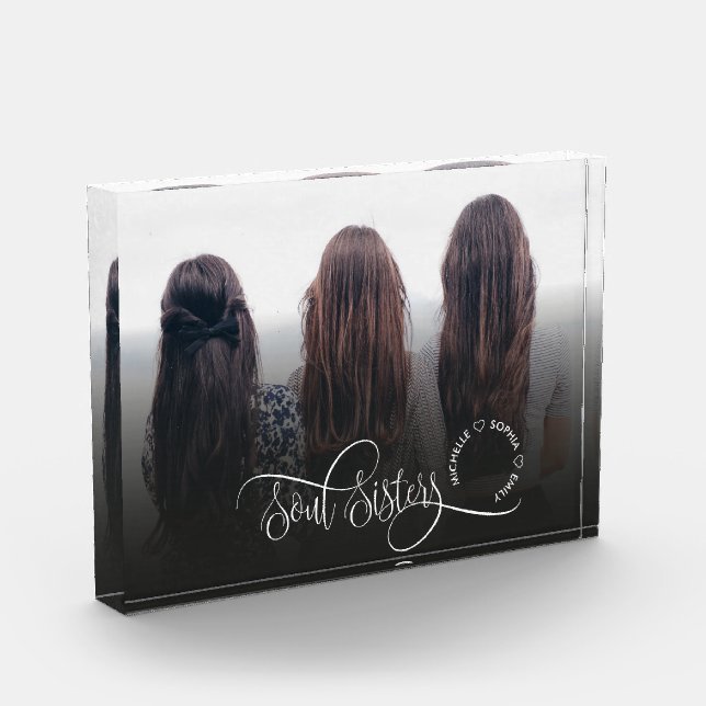 Soul Sisters Cute Modern Photo Best Friends Gift Block (Left)