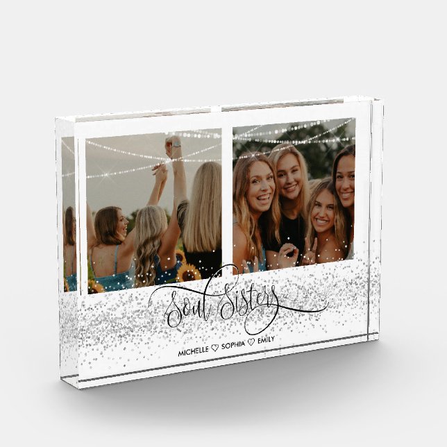 Soul Sisters Cute Modern Photo Best Friends Gift Block (Left)