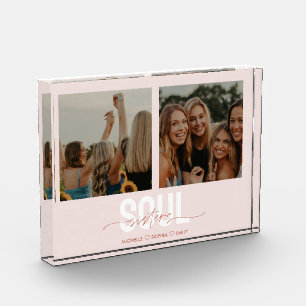 Soul Sisters Cute Modern Photo Best Friends Gift Block