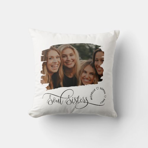 Soul Sisters Cute Modern Photo Best Friends Gift Throw Pillow