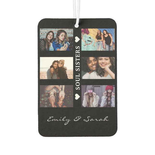 Soul Sisters Script Custom 6 Photo collage & Name  Air Freshener (Back)