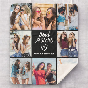 Soul Sisters Script Gift For Friends Photo Collage Sherpa Blanket
